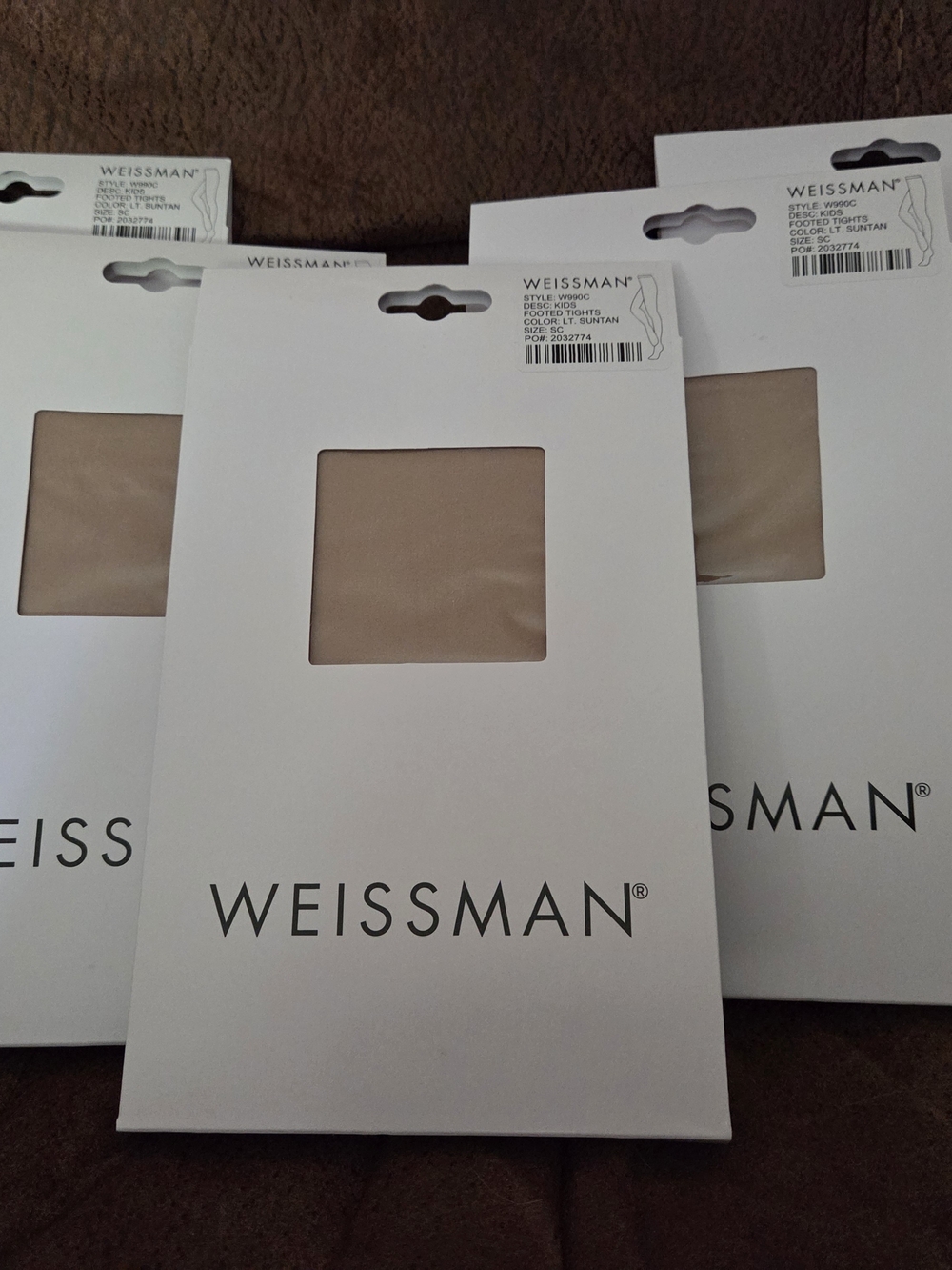 5 Pairs Weissman Kids SC Lt Suntan Footed Tights